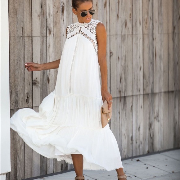 Vici Dresses & Skirts - - Vici unwind white crochet dress